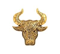 Broche Vintage En Forme d'Animal De Taureau Pour Femmes Et Hommes Unisexe Plaqué Or Broches De Bœuf Gravées Épingles à Revers Accessoires De Robe Bijoux De Noël d'Anniversaire Cadeau Pour Lui (Doré)