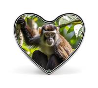 Broche vintage en forme de cœur en forme de singe - Broche unique en alliage d'aluminium - Pour chapeau, vêtements, bijoux, accessoires pour mariage, fête, cadeau