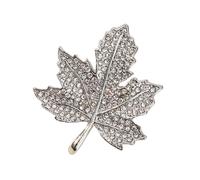 Broche vintage en forme de feuille d'érable avec finition antique et strass étincelants pour une tenue élégante, taille unique, Comme décrit