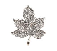 Broche vintage en forme de feuille d'érable avec finition antique et strass étincelants pour une tenue élégante, taille unique, Comme décrit