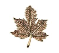 Broche vintage en forme de feuille d'érable avec strass et finition vieillie pour une tenue élégante, taille unique, Comme décrit