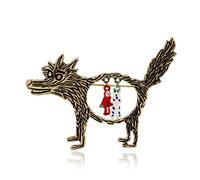 Broche vintage en forme de loup - Petit chaperon rouge - Style punk, as description, Plastique