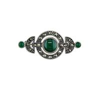 Broche vintage en marcassite et pierre précieuse pour femme - Argent sterling 925 - Agate verte/topaze bleue/améthyste violette, Argent sterling Argent sterling Marcassite Agate verte, Agate verte