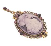 Broche Vintage Femme Portrait Reine Embossé Cristaux Alliage | Style Victorien Baroque, pour Pulls et Écharpes, 1 Pièce, Finition Lisse, Soirées Formelles et Concert
