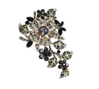 Broche vintage florale complexe ornée de cristaux, accessoire portable en alliage, ornement pour fête nuptiale, usage quotidien, fête de mariage, broche de déclaration