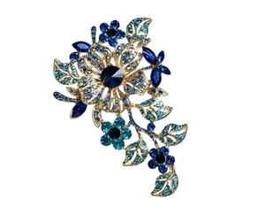 Broche vintage florale complexe ornée de cristaux, accessoire portable en alliage, ornement pour fête nuptiale, usage quotidien, fête de mariage, broche de déclaration