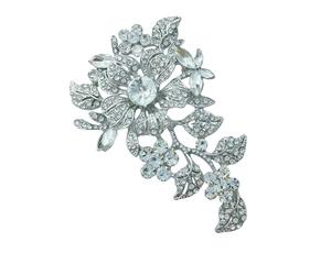 Broche vintage florale complexe ornée de cristaux, accessoire portable en alliage, ornement pour fête nuptiale, usage quotidien, fête de mariage, broche de déclaration