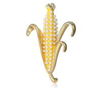 Broche vintage inspirée du maïs ornée de faux diamants et perles pour ajouter une touche d'élégance à n'importe quelle tenue