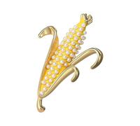 Broche vintage inspirée du maïs ornée de faux diamants et perles pour ajouter une touche d'élégance à n'importe quelle tenue