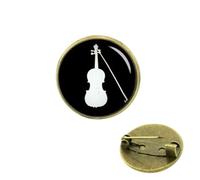 Broche vintage instrument de musique guitare accordéon phonographe violon tromba tambour musicien broches badge bijoux, Verre
