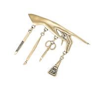 Broche Vintage Métal avec Ongles Outil Art et Pompons Détail pour Vestes Unisexe Accessoire Punk Pin, taille unique, Comme décrit