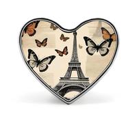 Broche vintage Paris Tour Eiffel élégante en forme de cœur Badge drôle personnalisé Pinback Bouton Pinback Mode Mignon Broche en forme de cœur pour sac, veste, vêtements, accessoires