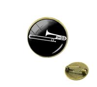 Broche vintage pour trombone - Instrument de musique - Badge artistique - Pour homme et femme, Verre