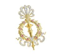 Broche Vintage Sceptre Design Strass Créatif Pin Cadeau Occasions Alliage Poitrine Ornement Accessoire Tendance Unisexe, taille unique, Comme décrit