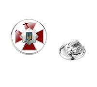 Broche vintage Tryzub Ukraine symbole ukrainien motif cabochon en verre en acier inoxydable pour décorer les bijoux, Verre