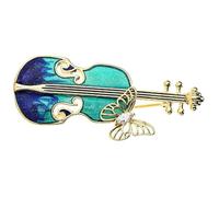 Broche Violon Bleue Vintage en Alliage, Épingle Décorative Femme | Fixation Ferme, Usage Simple, pour Chapeaux et Foulards, Style Créatif, Pièce Unique