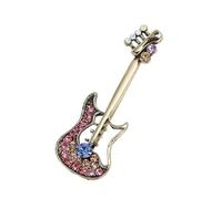 Broche violon élégante et robuste en métal léger avec cristaux Cadeaux spéciaux pour les amateurs de musique Bijoux de mode Alliage Musique, taille unique, Comme décrit