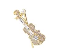 Broche violon scintillante avec ornements en strass pour la vie quotidienne et les occasions spéciales. Broche de costume passionnée de musique Broche à la mode, Blanc., taille unique