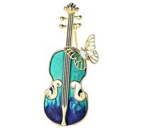Broche Violon Vintage Bleue en Alliage pour Veste et Chapeau | Fixation Ferme et Pose Simple, Décoration de Vêtement, Style Créatif et Personnalisé, Présent pour Fête