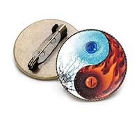 Broche, Yin Yang broches noir blanc Tai Chi papillon Dragon chat motif broche ronde(6)