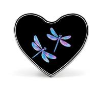 Broches à boutons en forme de cœur avec motif libellules en vol, colorées au laser, pour décorer chapeaux, vêtements et sacs.