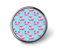 Broches à boutons pour sacs à dos - Broche ronde à motif canard papillon rose imprimé, boutons sublimés pour la décoration de vêtements et chapeaux, insigne rond en métal tendance pour homme, accessoi