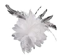 Broches à breloques en tissu, épingles fleurs, accessoires for cheveux, serre-tête for filles, décoration de festival(White)