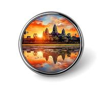 Broches à épingle représentant les monuments d'Angkor Wat, ciel coloré, bijoux mignons à badge rond