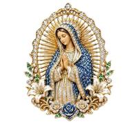 Broches à épinglette, épingle chrétienne du Sacré-Cœur de la Vierge avec un design orné d'or et coloré, bleu