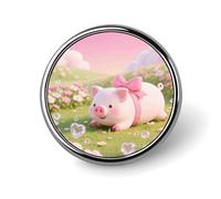Broches à revers en forme de cochon dans un jardin en forme de cœur, broche ronde tendance, badge bouton mignon en alliage pour chapeau, chemise, vêtements et sacs.