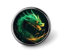 Broches à revers en forme de dragon chinois, broche ronde tendance, badge bouton mignon en alliage pour chapeau, chemise, vêtements et sacs.