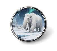 Broches à revers représentant un mammouth laineux sur la toundra, broche ronde tendance, badge bouton mignon en alliage pour chapeau, chemise, vêtements et sacs.