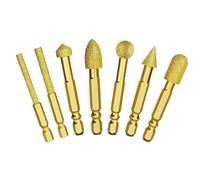 Broches abrasives pour meuleuse - En métal dur - 7 pièces - Tige hexagonale - Accessoires d'outils électriques | Foret à verre - Pour sculpter, meuler, couper, graver, meuler, fraiser, polir la pierre