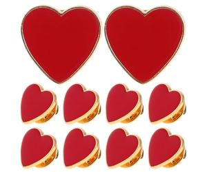Broches Alliage de Zinc Lot de 10 Cœur Rouges pour Vêtements | Finition Lisse, Forme Cœur, Lot de Dix Pièces, pour Manteaux, Robes et Usage Quotidien