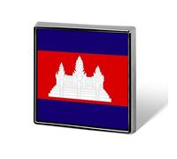 Broches Amusantes Avec Le Drapeau Du Royaume Du Cambodge Carrées Rondes Ou En Forme De Cœur Pour Femmes Et Hommes Épingles À Revers Pour Sac À Dos Veste Chapeau Sac Accessoires Fantaisie Cadeaux