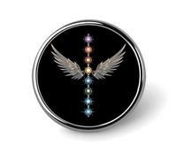 Broches Anges-Ailes Chakras Angéliques, insignes ronds, épingles de col pour vêtements et accessoires de manteaux