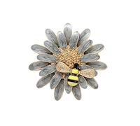 broches, Broche marguerite abeille en émail rose de printemps, fleur miel insecte, Vintage, élégant, Simple, Badge, accessoires cadeaux fête for filles(Grey)