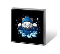 Broches carrées en métal avec badge Angry Cat imprimé, décorations mignonnes à épingler pour sacs à dos et vêtements