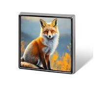 Broches carrées en métal avec badge renard imprimé, jolies décorations à boutons pour sacs à dos et vêtements