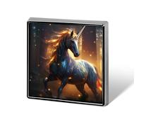 Broches carrées en métal avec motif magique de licorne pour décoration de vêtements