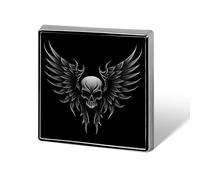 Broches carrées en métal avec tête de mort et ailes pour décoration de vêtements