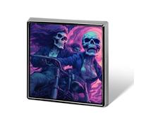 Broches carrées en métal avec tête de mort pour moto, pour décoration de vêtements