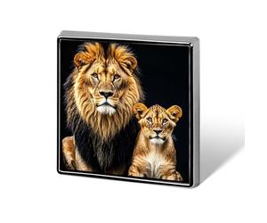 Broches carrées « Mère Lionne et Petit Lion » pour revers, sac à dos, jolie broche décorative pour femmes et hommes, badges à bouton tendance pour chapeaux, sacs à dos, sacs à main, vestes, chemises e