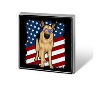 Broches carrées tendance avec drapeau américain et berger allemand, pour hommes et femmes. Badges en métal amusants à accrocher à une veste, un sac ou un chapeau.