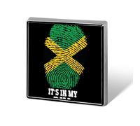 Broches carrées tendance drapeau jamaïcain « It's My DNA » pour hommes et femmes : badges métalliques amusants à accrocher à une veste, un sac ou un chapeau.