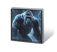 Broches carrées tendance Gorilla Thunder pour hommes et femmes, badges en métal amusants pour vestes, sacs et chapeaux