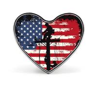 Broches de monteur de lignes électriques, drapeau américain, pour femmes et hommes, avec un joli badge en forme de cœur, idéales pour les fêtes et les mariages.