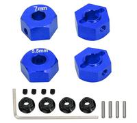 Broches de moyeu hexagonales en aluminium de 12 mm avec écrous de verrouillage M4 pour pièces de mise à niveau Traxxas Slash 2WD 1/10, remplace 1654 3654 (bleu)