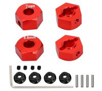 Broches de moyeu hexagonales en aluminium de 12 mm avec écrous de verrouillage M4 pour pièces de mise à niveau Traxxas Slash 2WD 1/10, remplace 1654 3654 (rouge)
