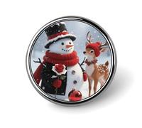 Broches de Noël personnalisées de 2,5 cm (1 pouce) représentant un bonhomme de neige et un renne. Broches humoristiques pour hommes et femmes. Badges vintage pour sacs, vestes, sacs à dos, chapeaux.
